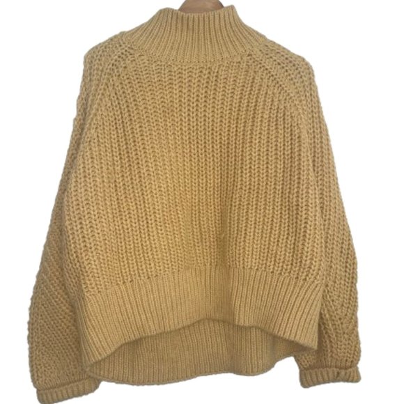 Oversized yellow chunky knit mock neck sweater - XL - Picture 1 of 2